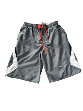 Nike Swim Trunks Mens Medium Gray Lined Board Shorts Swoosh